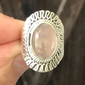 SIZE 7 Authentic Rose Quartz Solid 925 Sterling Silver Ring NWT